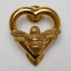 Brass Bumble Bee Heart Door Knocker - Brass Finish - Brass bee