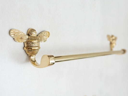 Brass bee Towel Rail with Bee - Brass bee