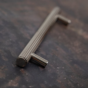 Solid Brass Straight Knurled Kitchen Pull Handles & Knobs - Polished Nickel Finish - Brass bee