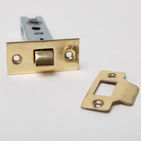 Bolt Through Tubular Latch - Case 76mm - Backset 57mm - Polished Brass Plated - Designer Levers - Brass bee