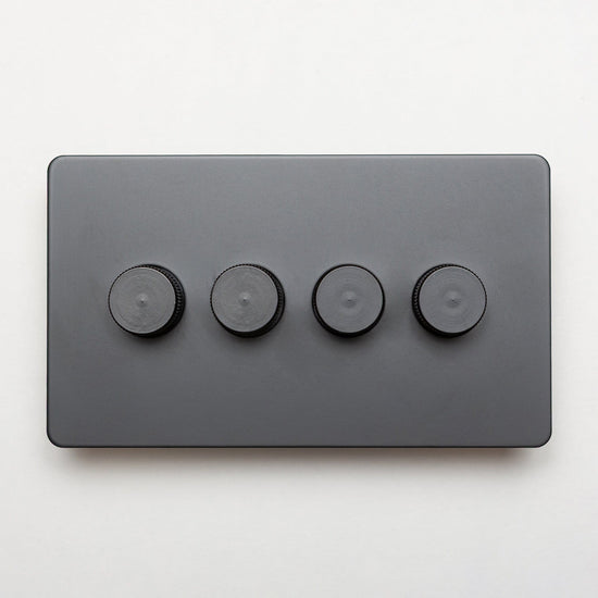 Matte Black Switches and Sockets - Straight Knurled Design - Brass bee