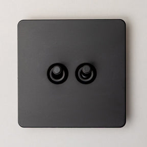 Foundry Series Knurled Toggle Switch and Sockets – Matte Black - Brass bee