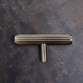 Solid Brass Straight Knurled Kitchen Pull Handles & Knobs - Polished Nickel Finish - Brass bee