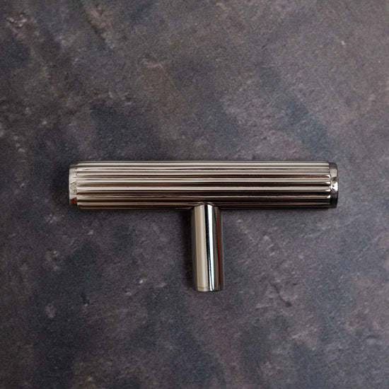Solid Brass Straight Knurled Kitchen Pull Handles & Knobs - Polished Nickel Finish - Brass bee