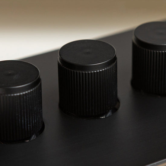 Matte Black Switches and Sockets - Straight Knurled Design - Brass bee