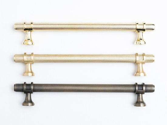 Solid Brass Knurled Kitchen Pull Handles & Knobs - Brass bee