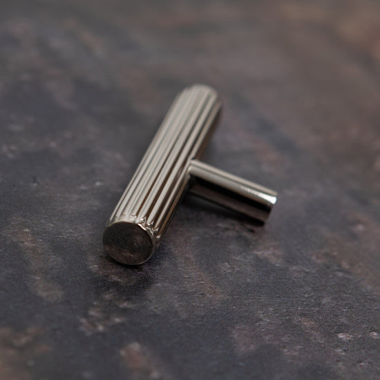 Solid Brass Straight Knurled Kitchen Pull Handles & Knobs - Polished Nickel Finish - Brass bee