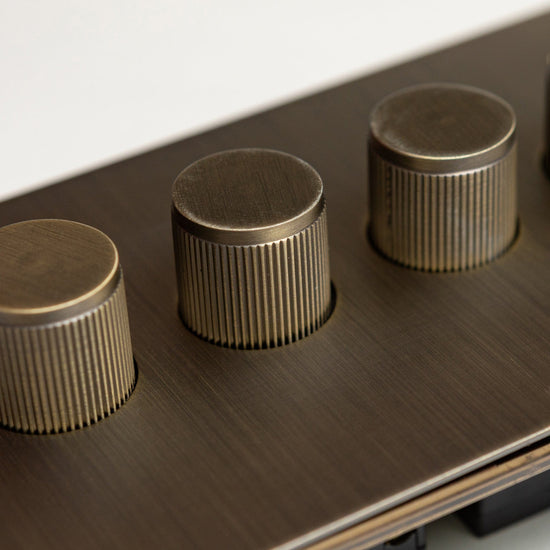 Antique Brass Switches and Sockets - Straight Knurled Design - Brass bee