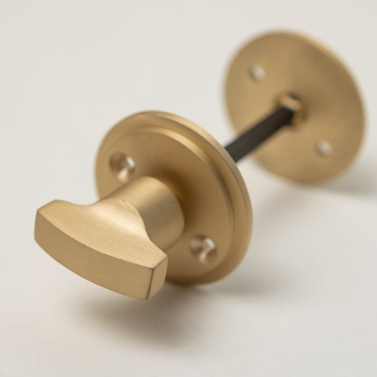 Ringed Door Knobs - Ebonised & Satin Brass (Pair) | Thumbturns & Latches