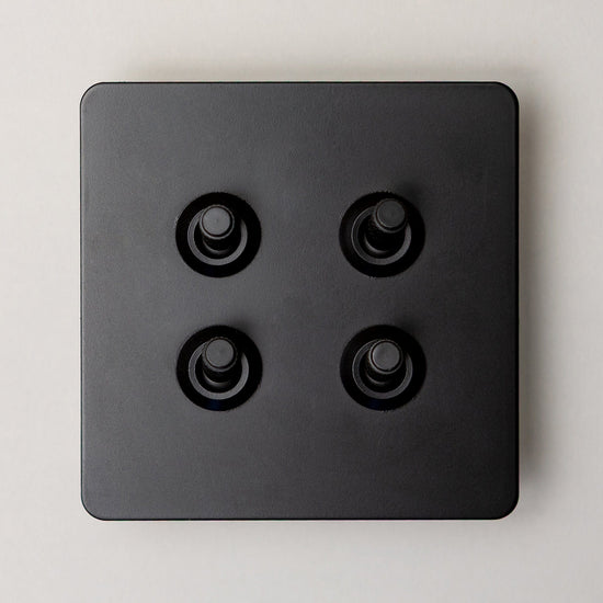 Foundry Series Knurled Toggle Switch and Sockets – Matte Black - Brass bee