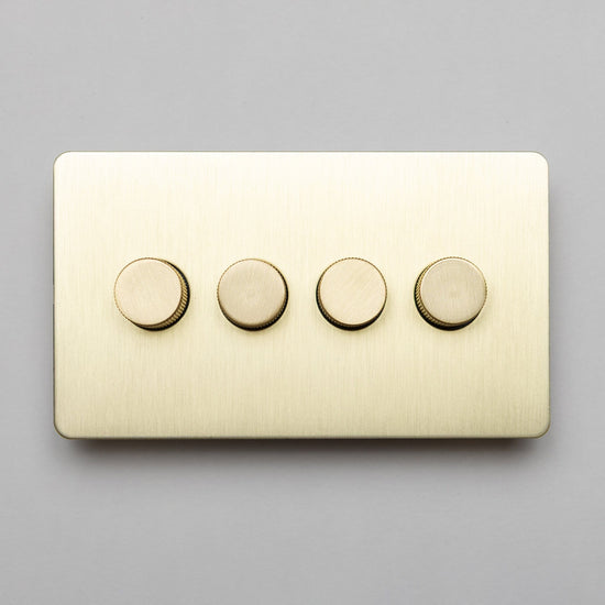 Satin Brass Switches and Sockets - Straight Knurled Design - Brass bee