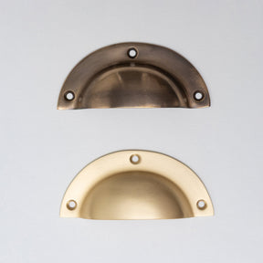 Solid Brass Victorian Kitchen Cabinet Knobs and Round Cup Pulls - Brass bee