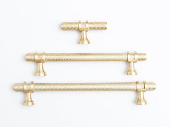 Solid Brass Knurled Kitchen Pull Handles & Knobs - Brass bee