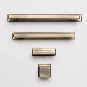 Solid Brass Art Deco Kitchen Pull Handles & Knobs with Backplates - Antique Brass Finish - Brass bee