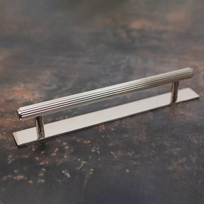 Solid Brass Straight Knurled Kitchen Pull Handles & Knobs - Polished Nickel Finish - Brass bee