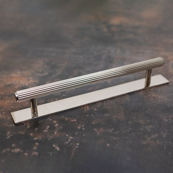 Solid Brass Straight Knurled Kitchen Pull Handles & Knobs - Polished Nickel Finish - Brass bee