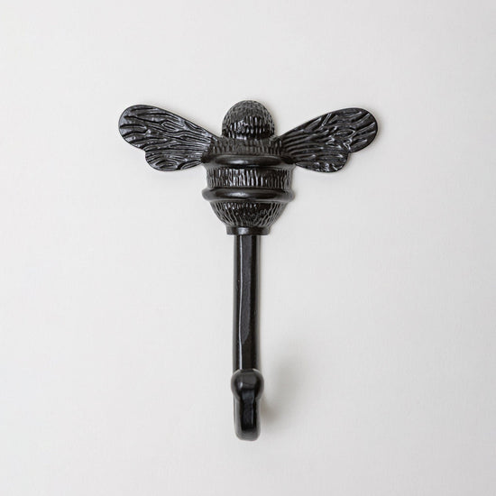 Brass bee Coat Hook - Black Finish - Iron - Brass bee