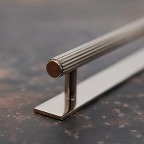 Solid Brass Straight Knurled Kitchen Pull Handles & Knobs - Polished Nickel Finish - Brass bee