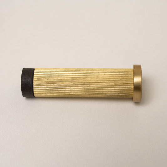 Straight Knurled Door Stop - Satin Brass - Solid Brass