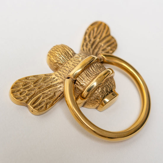 Brass Bee Ring Pull Cabinet Handle - Brass Finish - Brass bee