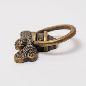 Brass Bee Ring Pull Cabinet Handle - Heritage Finish - Brass bee