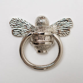 Brass Bee Ring Pull Cabinet Handle - Nickel Finish - Brass bee