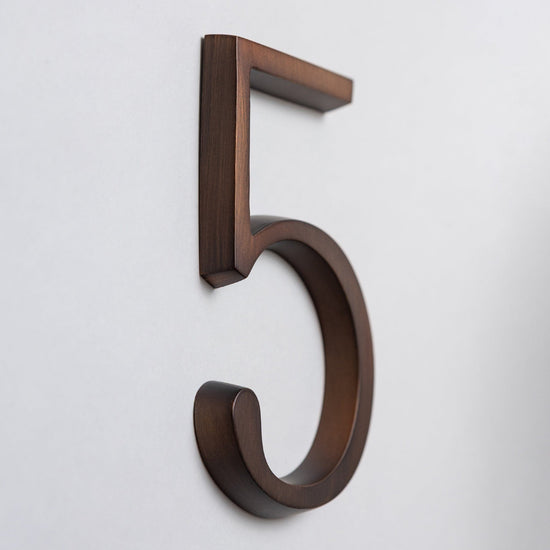 Premium Floating Plain House Numbers in Oiled Bronze Finish 0-9 - Brass bee