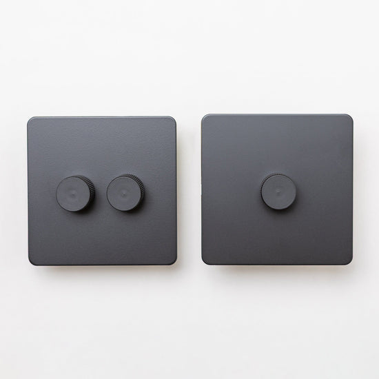Matte Black Switches and Sockets - Straight Knurled Design - Brass bee