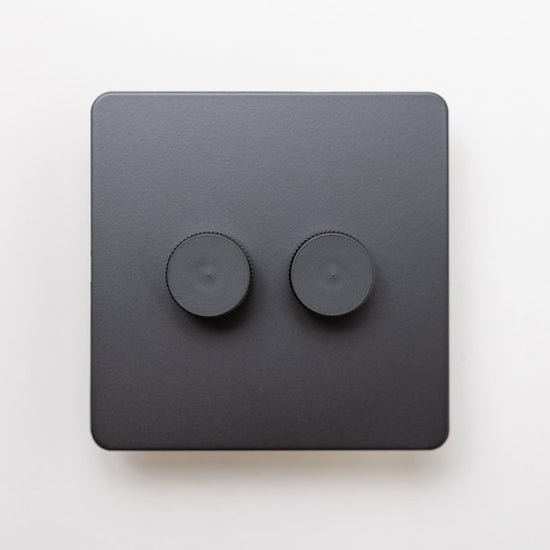 Matte Black Switches and Sockets - Straight Knurled Design - Brass bee