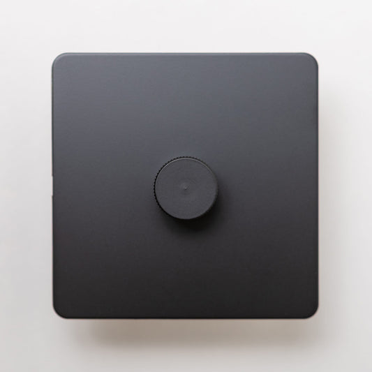 Straight Knurled 1 Gang 2 Way Dimmer Switch – Black