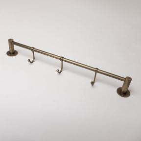 Antique Brass Hook Rail with 3 Brass hooks - Solid Brass - Brass bee