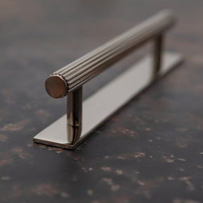 Solid Brass Straight Knurled Kitchen Pull Handles & Knobs - Polished Nickel Finish - Brass bee
