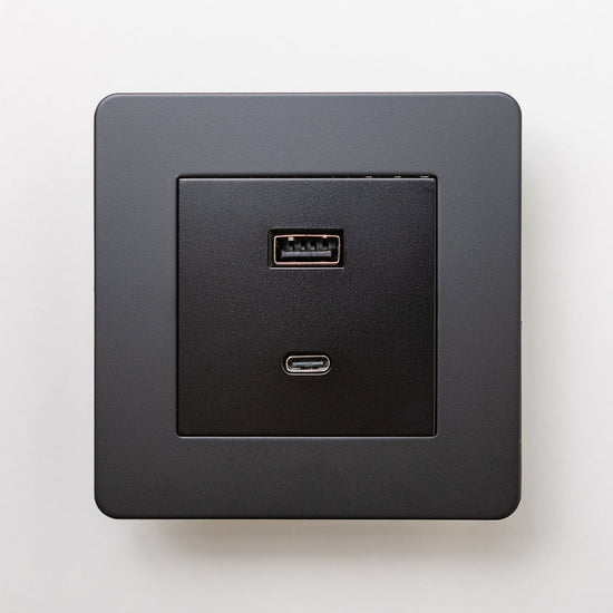Matte Black Switches and Sockets - Straight Knurled Design - Brass bee