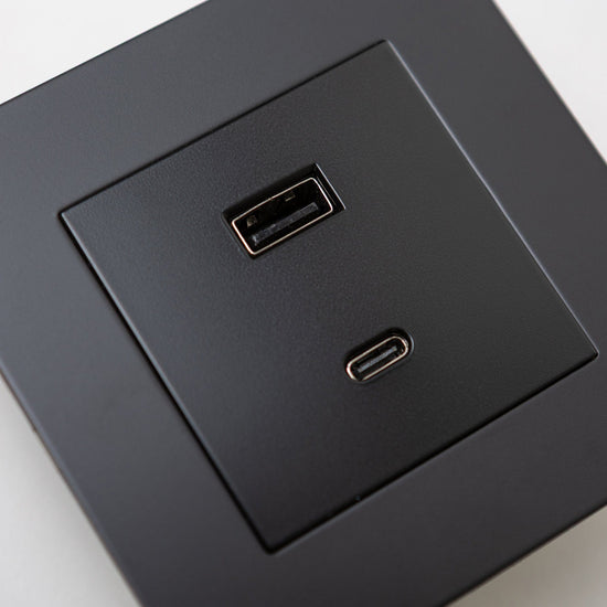 Matte Black Switches and Sockets - Straight Knurled Design - Brass bee