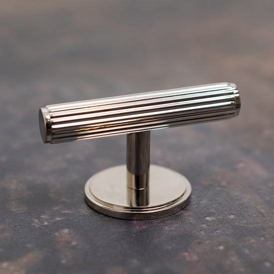 Solid Brass Straight Knurled Kitchen Pull Handles & Knobs - Polished Nickel Finish - Brass bee