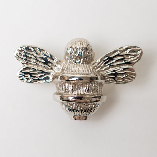 Brass Bee Drawer Cabinet Knob - Nickel Finish - Brass bee