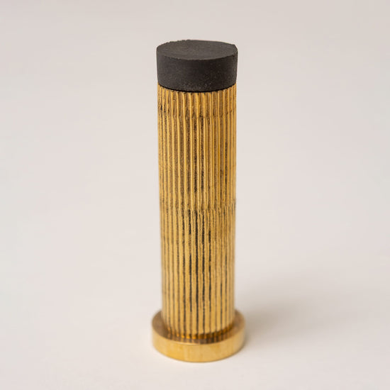 Straight Knurled Door Stop - Polished Brass - Solid Brass - Brass bee