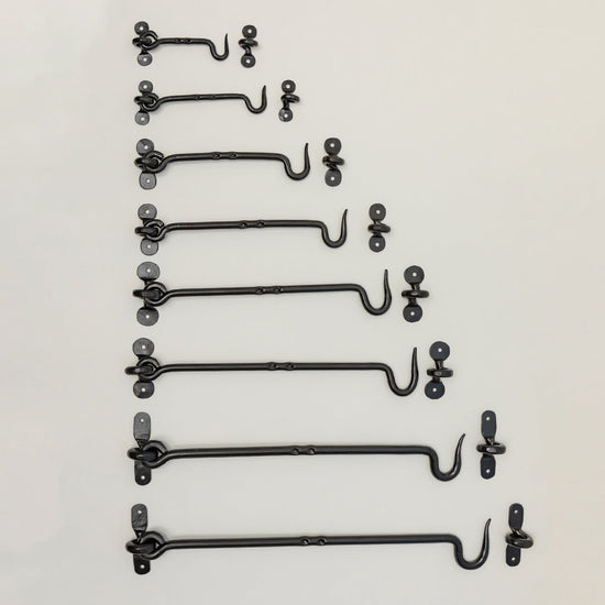 Black Cabin Hook and Eye Door Holder - 8 Sizes - Brass bee