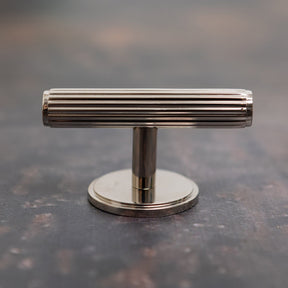 Solid Brass Straight Knurled Kitchen Pull Handles & Knobs - Polished Nickel Finish - Brass bee