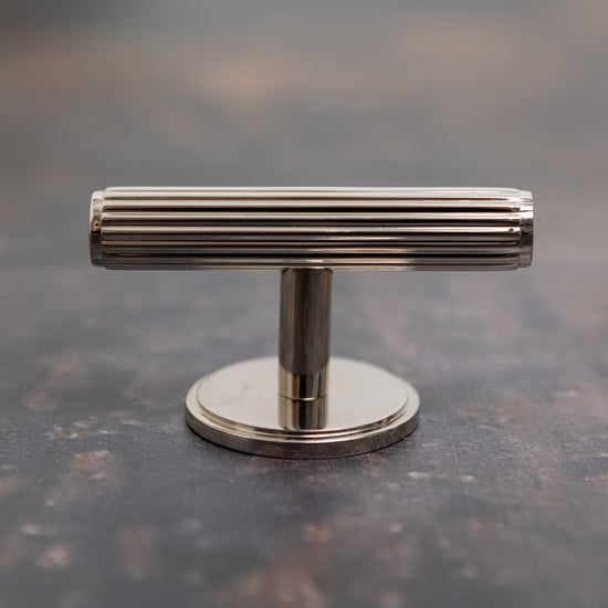 Solid Brass Straight Knurled Kitchen Pull Handles & Knobs - Polished Nickel Finish - Brass bee