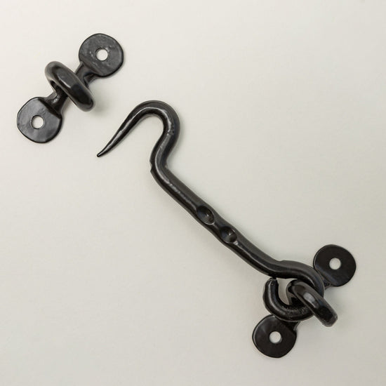 Black Cabin Hook and Eye Door Holder - 8 Sizes - Brass bee