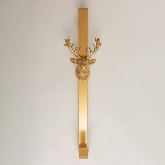 Highland Stag Chrome Gold Finish Wreath Hanger - Brass bee