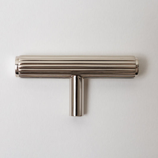 Solid Brass Straight Knurled Kitchen Pull Handles & Knobs - Polished Nickel Finish - Brass bee