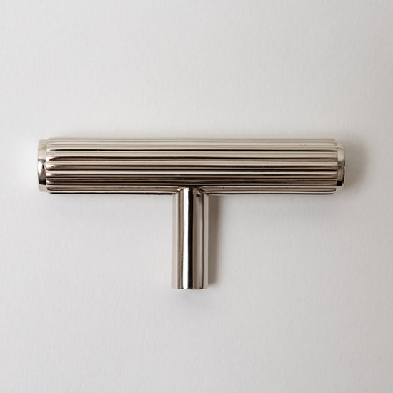 Solid Brass Straight Knurled Kitchen Pull Handles & Knobs - Polished Nickel Finish - Brass bee