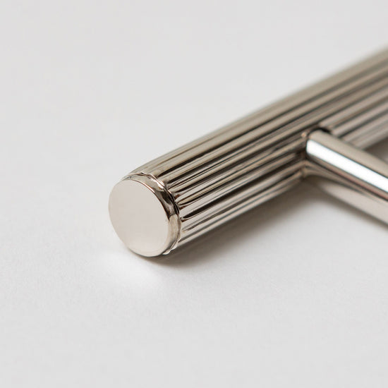 Solid Brass Straight Knurled Kitchen Pull Handles & Knobs - Polished Nickel Finish - Brass bee
