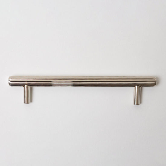 Solid Brass Straight Knurled Kitchen Pull Handles & Knobs - Polished Nickel Finish - Brass bee