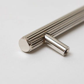 Solid Brass Straight Knurled Kitchen Pull Handles & Knobs - Polished Nickel Finish - Brass bee