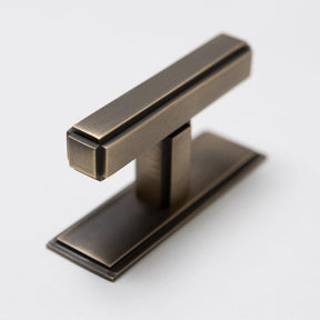 Solid Brass Art Deco Kitchen Pull Handles & Knobs with Backplates - Antique Brass Finish - Brass bee