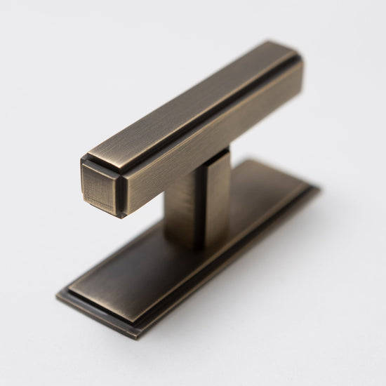 Solid Brass Art Deco Kitchen Pull Handles & Knobs with Backplates - Antique Brass Finish - Brass bee