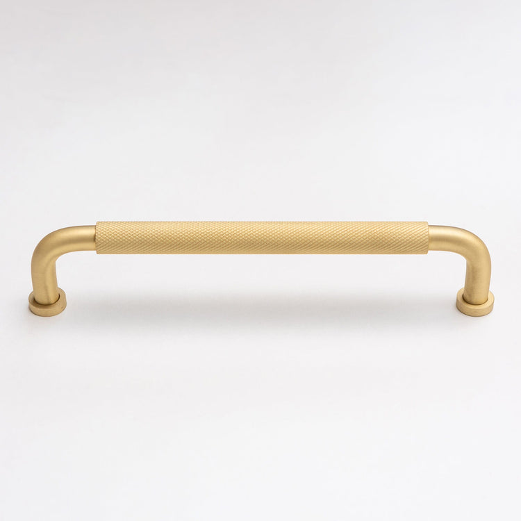 Solid Brass Curved Knurled Kitchen Pull Handles & Knobs